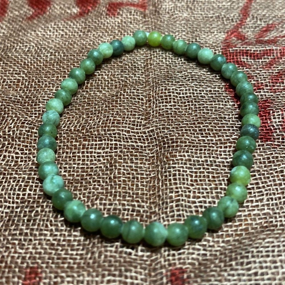4MM Dark Lemon Jade Bead Stretchy Cord Bracelet